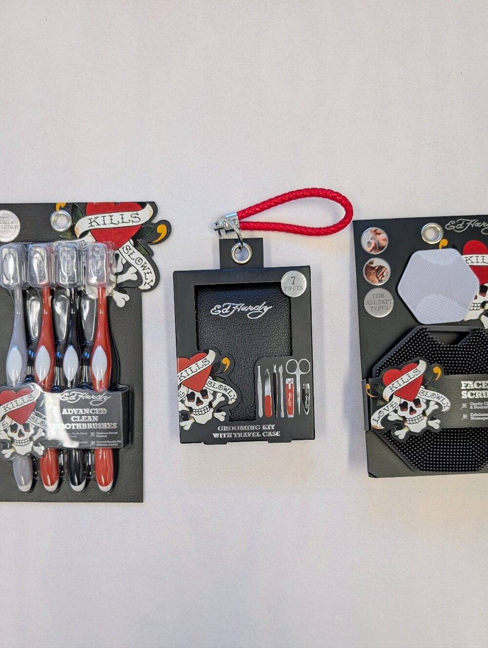 Ed Hardy Red & Black Men's Grooming Set Trio